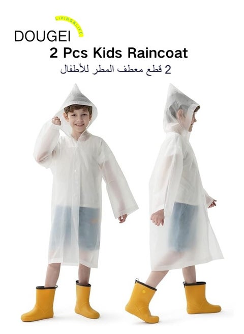 عبوتان من معاطف المطر للأطفال، معاطف مطرية قابلة لإعادة الاستخدام من EVA مع قبعة للأولاد والبنات